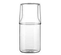 Ensemble de carafe à eau de chevet avec gobelet en verre pour chambre à coucher, table de nuit, bouteille en verre pour bain de bouche, bouteille d'eau froide avec tasse, 500 ml (transparent)