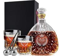 Ensemble de carafe à whisky personnalisée - Décanteur à liqueur personnalisé gravé avec nom et initiale, choisissez 530,3 g ou 767,1 g - avec verre à whisky, boules de refroidissement et pinces dans