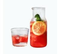 Ensemble de Carafe d'eau de nuit avec Gobelet en Verre,Bouteille de bain de bouche en verre transparent pour thé glacé, boissons pour chambre à coucher, Table de Chevet, Cuisine,500ml