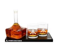 Ensemble de carafes officielles Atari Joystick avec 2 verres à whisky à bouton d'action Atari et plateau CX78+ pour whisky, scotch et gin, carafe de 750 ml, verres de 300 ml, cadeau d'anniversaire