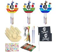 Ensemble De Carillons Éoliens En Bois Pour Bateau De Pirate, Artisanat De Carillon Éolien, Pendentifs Décoratifs, Matériaux De Carillon Éolien Diy Pour Enfants, Jouets Pour Enfants, 10 Pièces