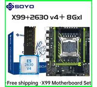 Ensemble de carte mère SOYO X99 avec processeur LGA2011-3 Xeon E5 2630 V4, DDR4 8 Go (1*8 Go) 2133 MHz RAM, NVME M.2 SATA, accessoires informatiques
