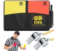 Ensemble de Cartes Arbitre de Sport de Football, Cartons Rouges et Jaunes Arbitre de Football, avec Sifflet en Métal avec Cordon, Accessoires Crayons, pour Sport, Football, Basket-Ball, Arbitre