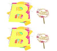 Ensemble de cartes de lettres de décoration de bannière d'anniversaire, fournitures de fête fluorescentes multicolores vibrantes pour célébration d'anniversaire, matériel en