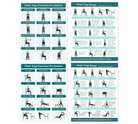 Ensemble de cartes de pose de yoga sur chaise, guide d'étirement illustré, 4 tableaux d'entraînement à la mobilité, feuilles d'instructions d'exercices visuels pour les pauses au bureau, la chambre à