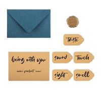 Ensemble de Cartes de Voux 5 Senses, Idées Cadeaux en Papier Kraft Five Senses pour Lui Être avec Toi a Tout Son Sens Je t'Aime de Tous Mes Sens Cadeau 5 Senses pour Petit Ami