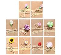 Ensemble De Cartes De Vœux Enveloppe 10 Pièces, Carte De Vœux À Décoration Florale, Enveloppe En Papier Kraft Rétro, Carte De Vœux Créative Bricolage, Carte De Vœux Cadeau D'Anniversaire