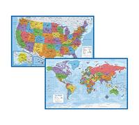 Ensemble de cartes murales du monde et des États-Unis plastifiées, édition 2021, laminées, 46 x 74 cm