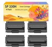Ensemble de cartouches de toner haute capacité 408281 M96802 SP 330H compatible, fonctionne avec les imprimantes Pour Ricoh SP 330DN 330SFN 330SN ; couleurs vives et impression nette 4 Pack Black
