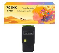 Ensemble de cartouches de toner haute capacité compatible 701H 70C1HK0 70C1HC0 70C1HY0 70C1HM0 fonctionne pour les imprimantes CS310 CS310dn CS410 CS410dn CS510 CS510de couleurs vives à haut 1*Yellow