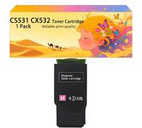 Ensemble de Cartouches de Toner Haute capacité compatibles 75M10K0 75M10C0 75M10M0 75M10Y0 Fonctionne avec Les imprimantes pour Lexmark CS531dw CS632dwe CX532adwe CX635adwe 1*Magenta