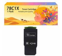 Ensemble de Cartouches de Toner Haute capacité compatibles 78C1XK0 78C1XC0 78C1XM0 78C1XY0 Fonctionne avec Les imprimantes pour Lexmark CS421dn CS521 CS622de CX421 CX522n CX622 1*Black