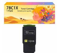 Ensemble de Cartouches de Toner Haute capacité compatibles 78C1XK0 78C1XC0 78C1XM0 78C1XY0 Fonctionne avec Les imprimantes pour Lexmark CS421dn CS521 CS622de CX421 CX522n CX622 1*Yellow