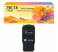 Ensemble de Cartouches de Toner Haute capacité compatibles 78C1XK0 78C1XC0 78C1XM0 78C1XY0 Fonctionne avec Les imprimantes pour Lexmark CS421dn CS521 CS622de CX421 CX522n CX622 1*Cyan