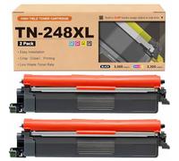 Ensemble de cartouches de toner haute capacité compatibles TN248XL TN-248XL fonctionne avec les imprimantes DCP-L3555CDW 3560CDW 3515CDW 3520CDW MFC-L3760CDW couleurs vives à haut rendement 2*black