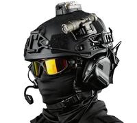 Ensemble de Casque Tactique AF, Casque Airsoft Réglable Équipé d'un Casque Audio, Masque de Paintball, Lunettes de Protection et Torches Militaires, Adapté Aux Sports de Plein Air Cosplay