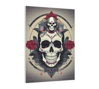 Ensemble de casse-tête de briques d'art à faire soi-même - Puzzle 3D - Motif tête de mort - Décoration de bureau - 141 pièces