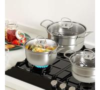 Ensemble De Casseroles Avec Couvercle - Assortiment De 12 Pièces En Acier Inoxydable 410 Pour Induction | Batterie De Cuisine Avec Couvercle En Verre Adaptée À Types De Feux Collection Grandes Ca