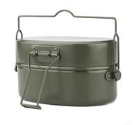 Ensemble de casseroles de camping efficaces en aluminium 1 l avec assiettes intégrées et cuiseur vapeur (vert)