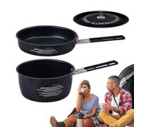 Ensemble de casseroles de camping et poêle à frire, marmite d'extérieur | Répartition uniforme de la chaleur pour rôtir, braiser, mijoter, poignées amovibles pour camping-car, camping, chasse