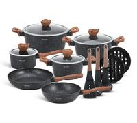 Ensemble de casseroles Edenberg 15 pièces en céramique et marbre avec accessoires de cuisine, ensemble de casseroles