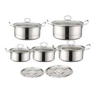 Ensemble de casseroles en acier inoxydable - Batterie de cuisine professionnelle pour cuire à la vapeur des légumes, ragoût de soupe, cuisine restaurant