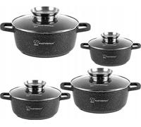 Ensemble de casseroles en marbre 8 El. Aroma Induction & Gaz - Noir