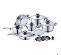 Ensemble de casseroles et poêles 16 pièces antiadhésives à induction en acier inoxydable RL-16B