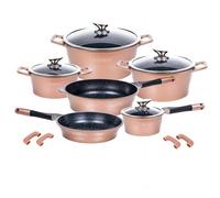 Ensemble de casseroles et poêles antiadhésives 14 pièces en pierre de lave cuivre RL-ES1014M