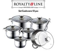 Ensemble de casseroles - Royalty Line - RL-1231 - Acier inoxydable - 12 pièces - Tous feux