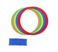 Ensemble de cerceaux colorés pour Sports d'intérieur, entraînement Physique, cerceaux de Saut familiaux, Jouet d'activité pour Enfants, Cadeau pour Enfants（5 Hoops and 5 connectors 28cm x 1 sandbag）