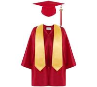 Ensemble de cérémonie de remise de diplôme 3 pièces pour enfants : robe de remise de diplôme légère, bonnet à pompons assorti et écharpe décorative, convient pour les événements de remise de diplôme