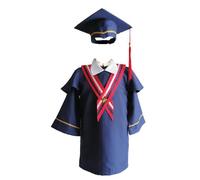 Ensemble de cérémonie de remise de diplôme 3 pièces pour enfants - Robe de remise de diplôme légère, bonnet à pompons assorti et écharpe décorative, convient pour les événements de remise de diplôme