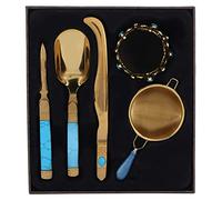 Ensemble de cérémonie de thé Kung Fu | 304 Kit d'accessoires de thé en acier inoxydable avec cuillère/aiguille/clip/passoire | Outils à thé en or pour la maison et le salon