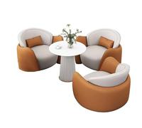 Ensemble de Chaise d'appoint incurvée Moderne et de Table Basse Ronde pour Salon, Bureau, Hall d'hôtel et Salon de beauté(Orange,4)