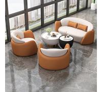 Ensemble de Chaise d'appoint incurvée Moderne et de Table Basse Ronde pour Salon, Bureau, Hall d'hôtel et Salon de beauté(Orange,6)