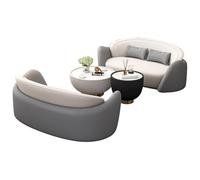 Ensemble de Chaise d'appoint incurvée Moderne et de Table Basse Ronde pour Salon, Bureau, Hall d'hôtel et Salon de beauté(Gray,7)
