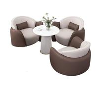 Ensemble de Chaise d'appoint incurvée Moderne et de Table Basse Ronde pour Salon, Bureau, Hall d'hôtel et Salon de beauté(Brown,4)