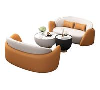 Ensemble de Chaise d'appoint incurvée Moderne et de Table Basse Ronde pour Salon, Bureau, Hall d'hôtel et Salon de beauté(Orange,7)