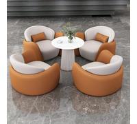 Ensemble de Chaise d'appoint incurvée Moderne et de Table Basse Ronde pour Salon, Bureau, Hall d'hôtel et Salon de beauté(Orange,5)