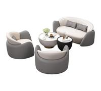 Ensemble de Chaise d'appoint incurvée Moderne et de Table Basse Ronde pour Salon, Bureau, Hall d'hôtel et Salon de beauté(Gray,6)