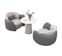 Ensemble de Chaise d'appoint incurvée Moderne et de Table Basse Ronde pour Salon, Bureau, Hall d'hôtel et Salon de beauté(Gray,3)
