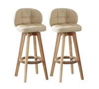 Ensemble de Chaise de Salle à Manger de siège en Tissu technologique de 2, Tabouret de Bar pivotant Repose-Pieds rembourrés avec Dos, pour Cuisine, pub, café, Bistro Beige,63cm