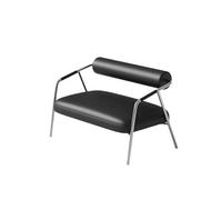 Ensemble De Chaise Longue Et Table De Bar Industriel Moderne en Acier Inoxydable, Fauteuil D'appoint Minimaliste Argenté avec Coussin en Simili Cuir for Café, Bistro(A)