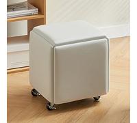 Ensemble de chaises cubiques ottomanes en cuir avec roulettes | Tabourets empilables pour salon et chambre à coucher | Repose-pieds