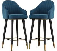 Ensemble de chaises de bar pivotantes en velours avec dossier incurvé et repose-pieds pour cuisine et salle à manger