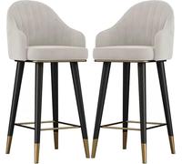 Ensemble de chaises de bar pivotantes en velours avec dossier incurvé et repose-pieds pour cuisine et salle à manger