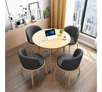 Ensemble de chaises de bureau modernes avec dossier doux, table de salle à manger ronde de 80 cm, 1 table et 4 chaises, ensemble de meubles de salon pour la maison ou la chambre à coucher, élégant et