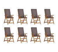 Ensemble de chaises de jardin luxueuses en teck vidaXL avec coussins | 2 chaises ajustables pliables idéales pour patio et détente en extérieur meubles résistants aux intempéries sièges en bois pliant