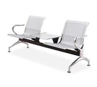 Ensemble de chaises de réception avec table basse - 2 places avec accoudoirs - Banc en métal pour bureau, hôpital, banque, aéroport